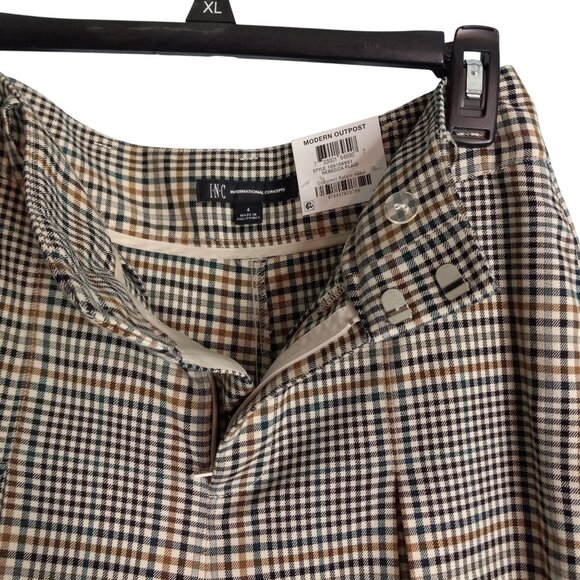 INC International Concepts Size 4 Pants Cropped Culottes Rebecca Plaid High Rise - Picture 4 of 8